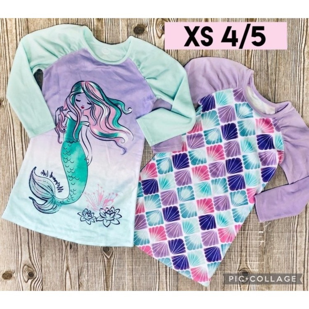 Girls XS(4/5) Long Sleeve Nightgown pajama, 2-Pack bundle
